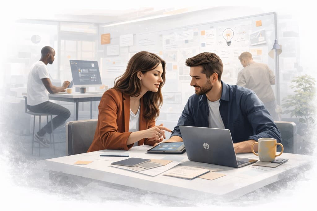 Team collaboration in a modern office